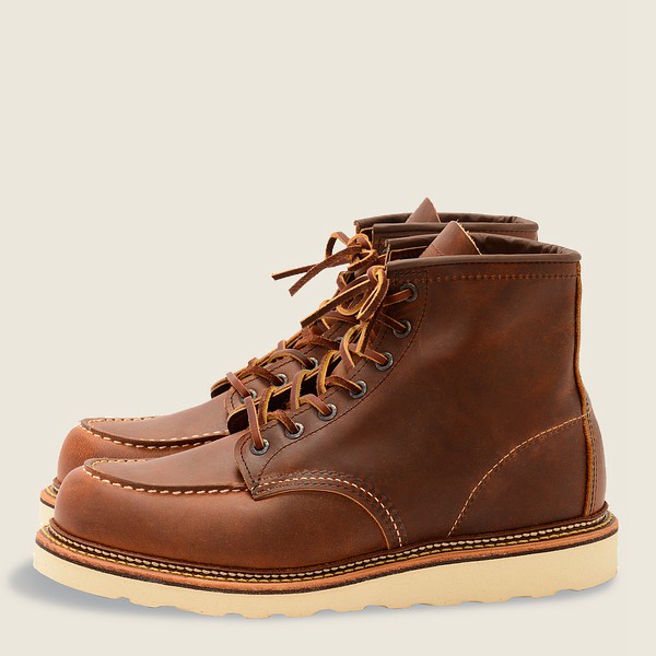 Red Wing Heritage Boots Mens Brown - Classic Moc - 6-inchr Rough & Tough Leather - 7465812-TE